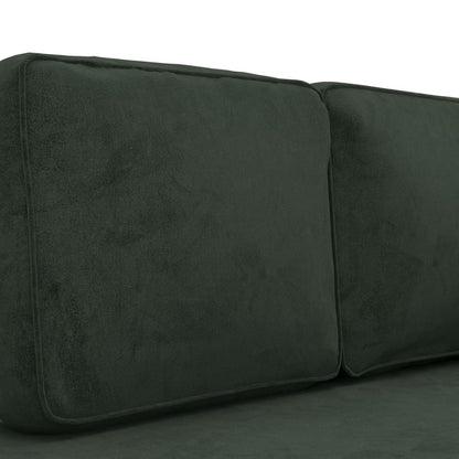Chaise longue met kussens en bolster fluweel donkergroen