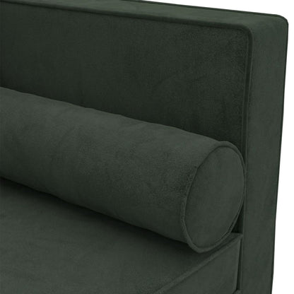 Chaise longue met kussens en bolster fluweel donkergroen