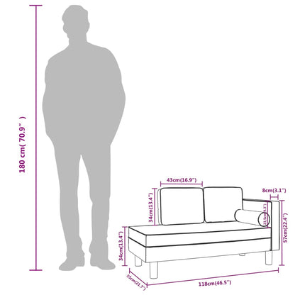 Chaise longue met kussens en bolster fluweel donkergroen