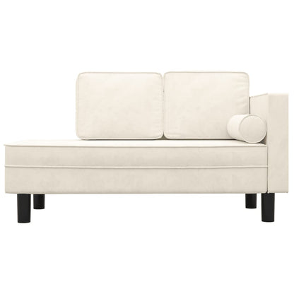 Chaise longue met kussens en bolster fluweel crèmekleurig