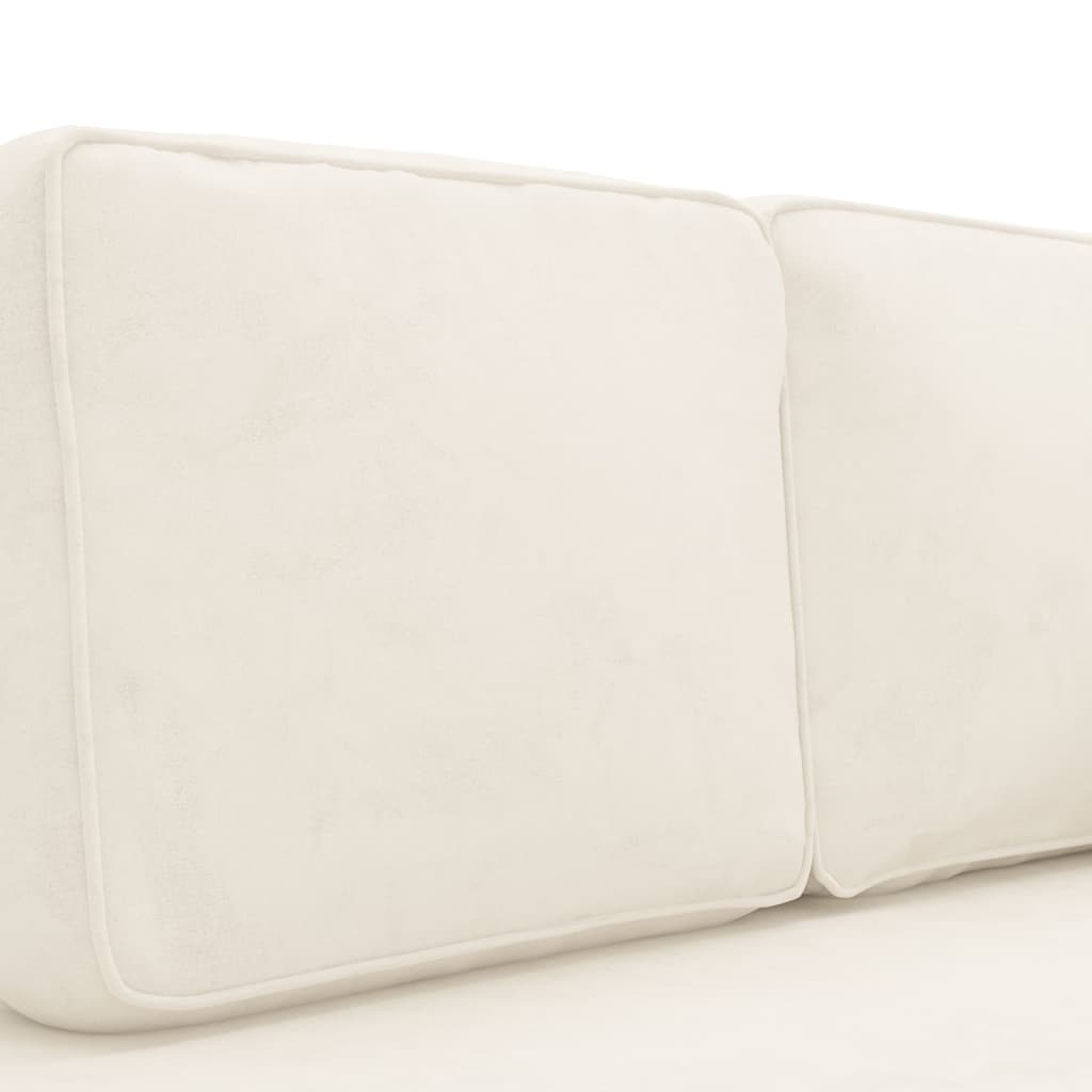 Chaise longue met kussens en bolster fluweel crèmekleurig