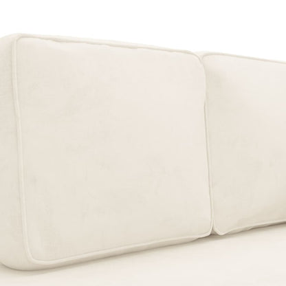 Chaise longue met kussens en bolster fluweel crèmekleurig