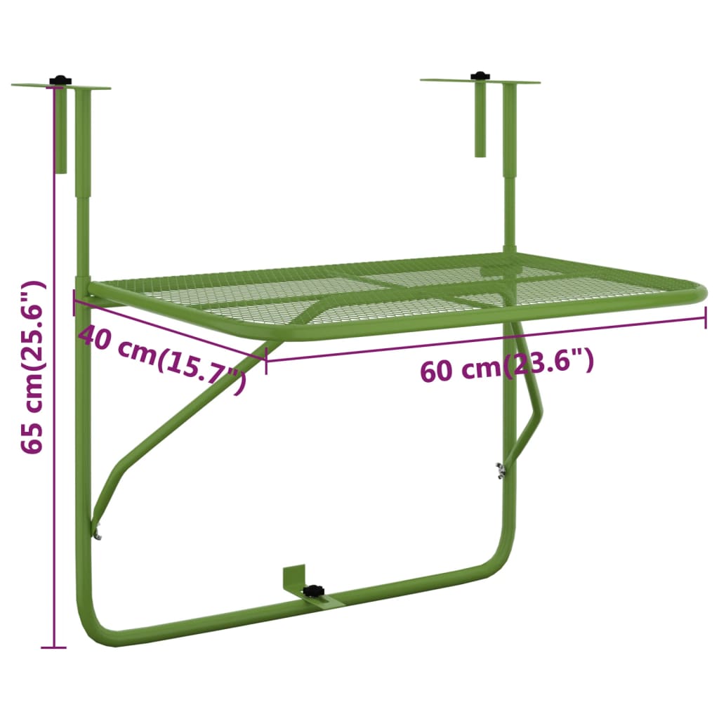 Balkontafel 60X40 Cm Staal Groen