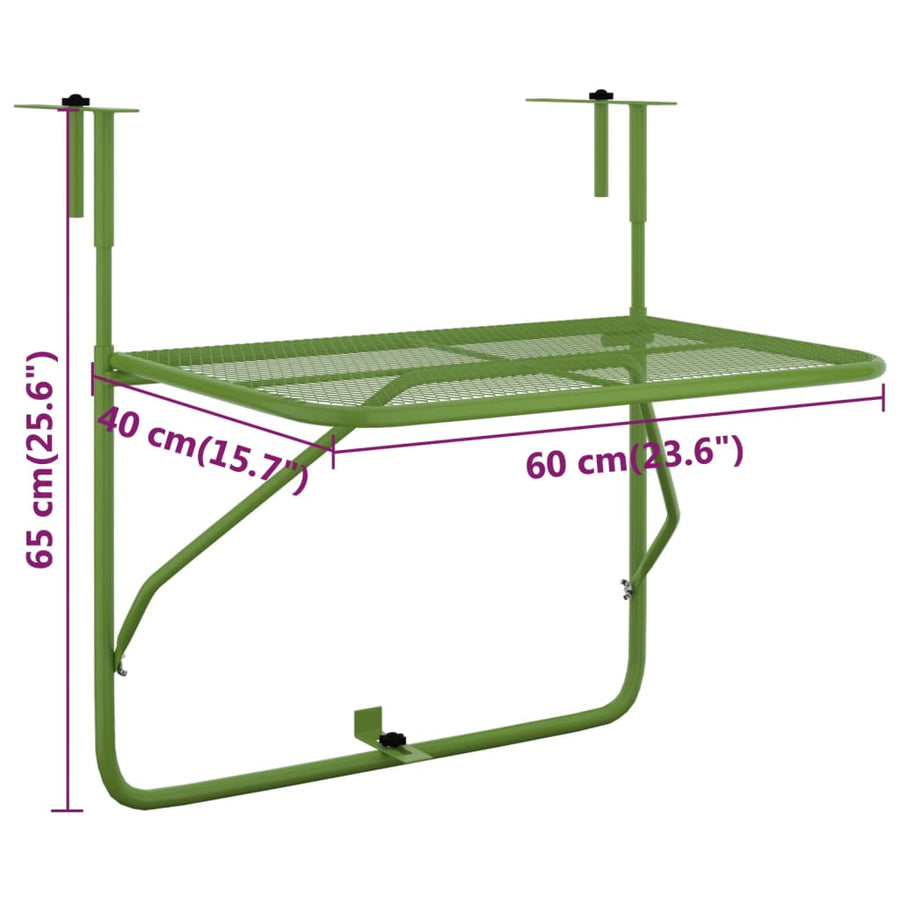 Balkontafel 60X40 Cm Staal Groen