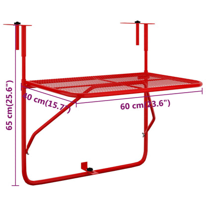 Balkontafel 60X40 Cm Staal Rood