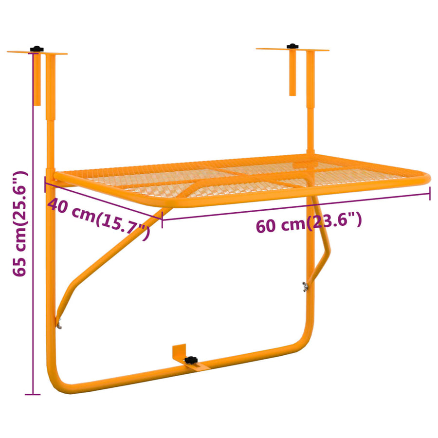 Balkontafel 60x40 cm staal geel Geel