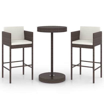 -Delige Tuinbarset Met Kussens Poly Rattan 3 Bruin