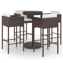 -Delige Tuinbarset Met Kussens Poly Rattan 5 Bruin