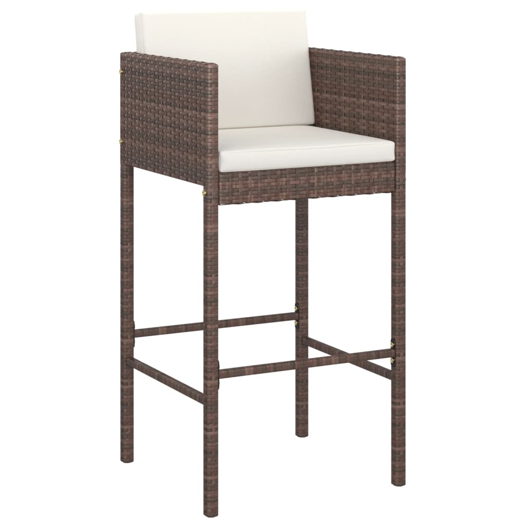 -Delige Tuinbarset Met Kussens Poly Rattan 5 Bruin