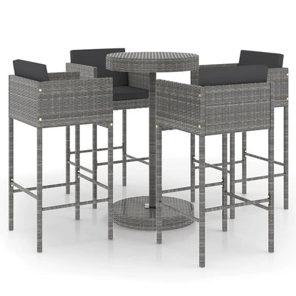 -Delige Tuinbarset Met Kussens Poly Rattan 5 Grijs
