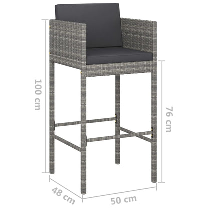 -Delige Tuinbarset Met Kussens Poly Rattan 5 Grijs