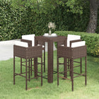 -Delige Tuinbarset Met Kussens Poly Rattan 5 Bruin