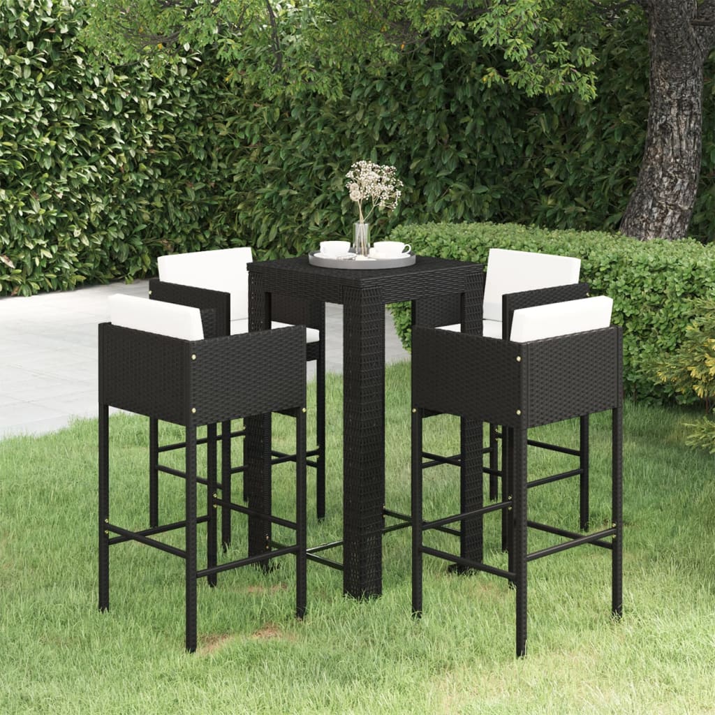 5-Delige Tuinbarset Met Kussens Poly Rattan 4