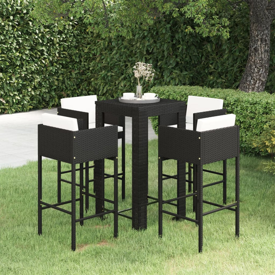 5-Delige Tuinbarset Met Kussens Poly Rattan 4