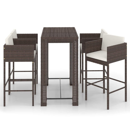 5-Delige Tuinbarset Met Kussens Poly Rattan Bruin