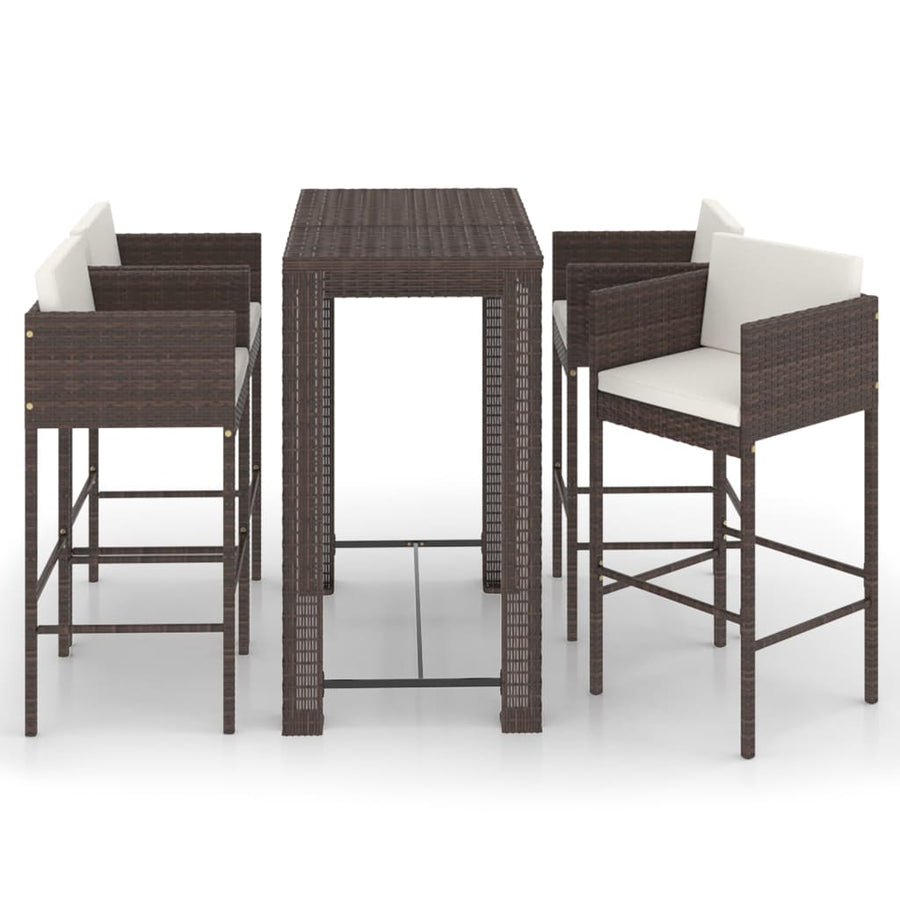 5-Delige Tuinbarset Met Kussens Poly Rattan Bruin