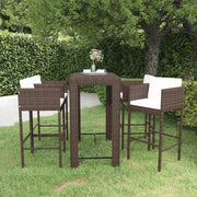 Tuinbarset 5-delig poly rattan bruin
