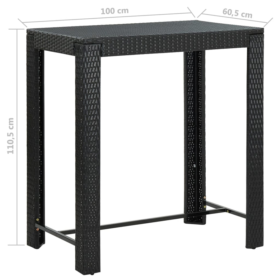5-Delige Tuinbarset Met Kussens Poly Rattan Zwart