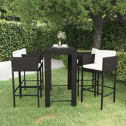 Tuinbarset 5-delig poly rattan zwart