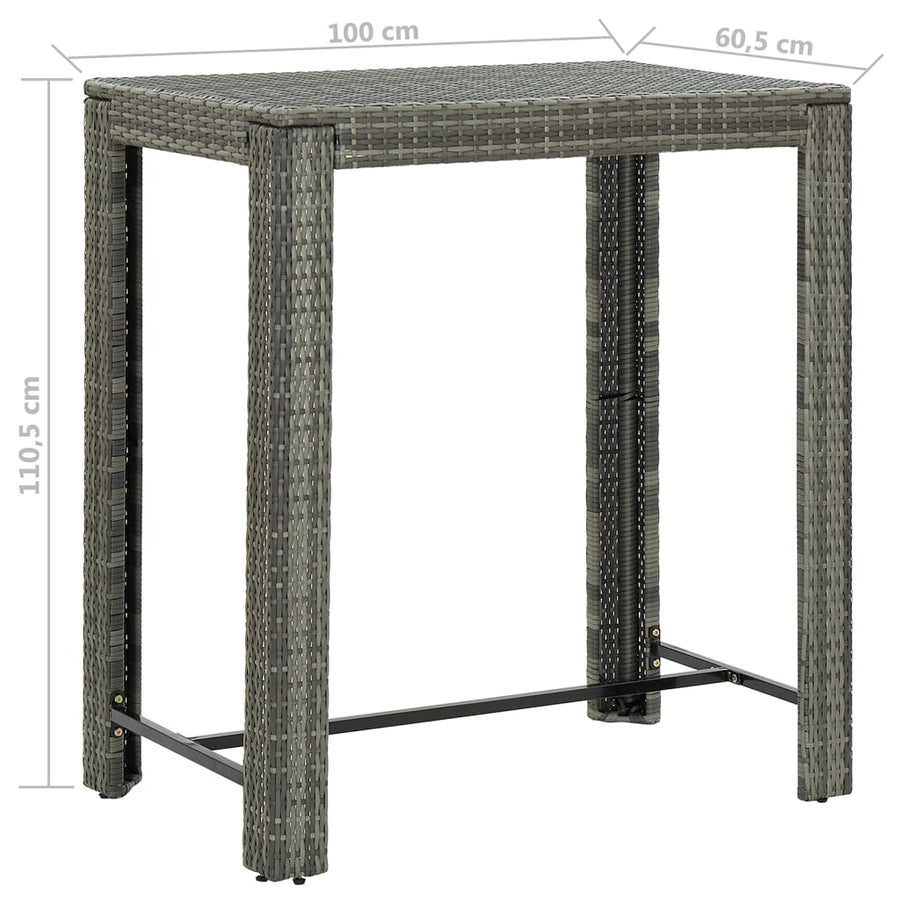 5-Delige Tuinbarset Met Kussens Poly Rattan Grijs