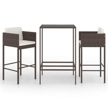 -Delige Tuinbarset Met Kussens Poly Rattan 3 70 x 70 x 110 cm Bruin