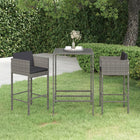 -Delige Tuinbarset Met Kussens Poly Rattan 3 70 x 70 x 110 cm Grijs