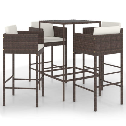 -Delige Tuinbarset Met Kussens Poly Rattan 5 70 x 70 x 110 cm Bruin