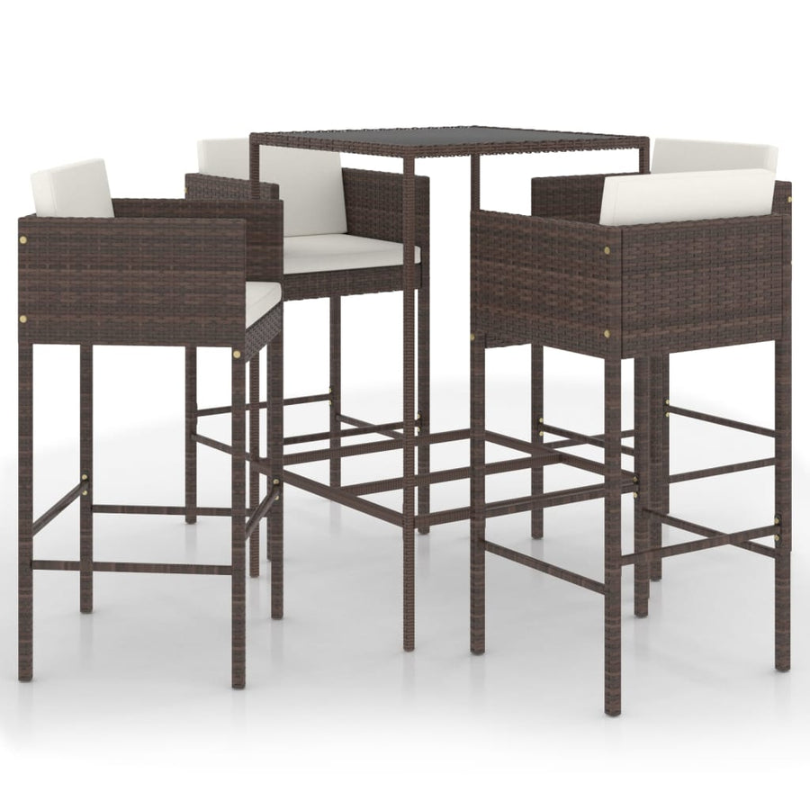-Delige Tuinbarset Met Kussens Poly Rattan 5 70 x 70 x 110 cm Bruin