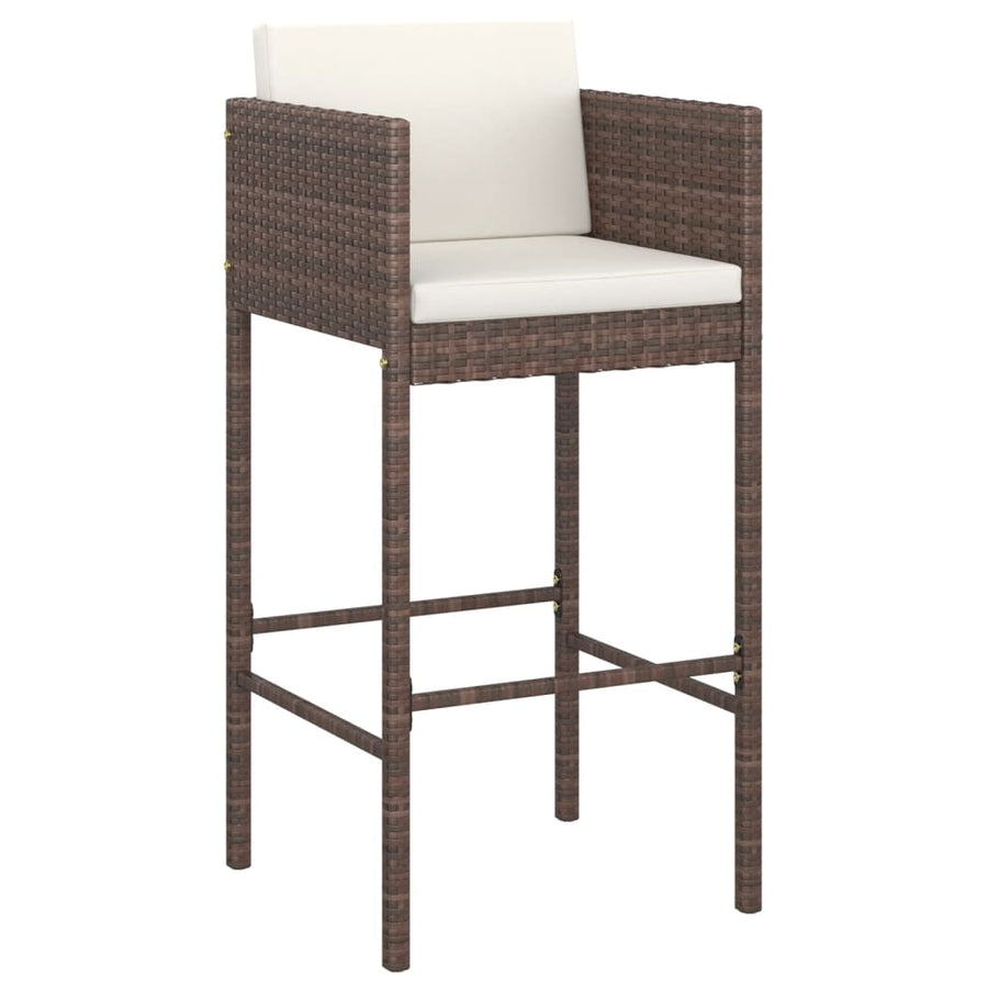 -Delige Tuinbarset Met Kussens Poly Rattan 5 70 x 70 x 110 cm Bruin