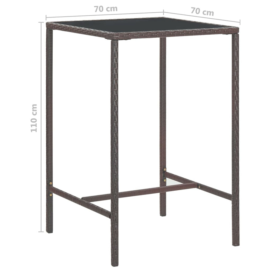 -Delige Tuinbarset Met Kussens Poly Rattan 5 70 x 70 x 110 cm Bruin