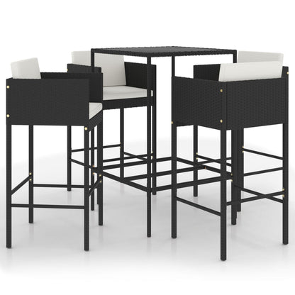 -Delige Tuinbarset Met Kussens Poly Rattan 5 70 x 70 x 110 cm Zwart