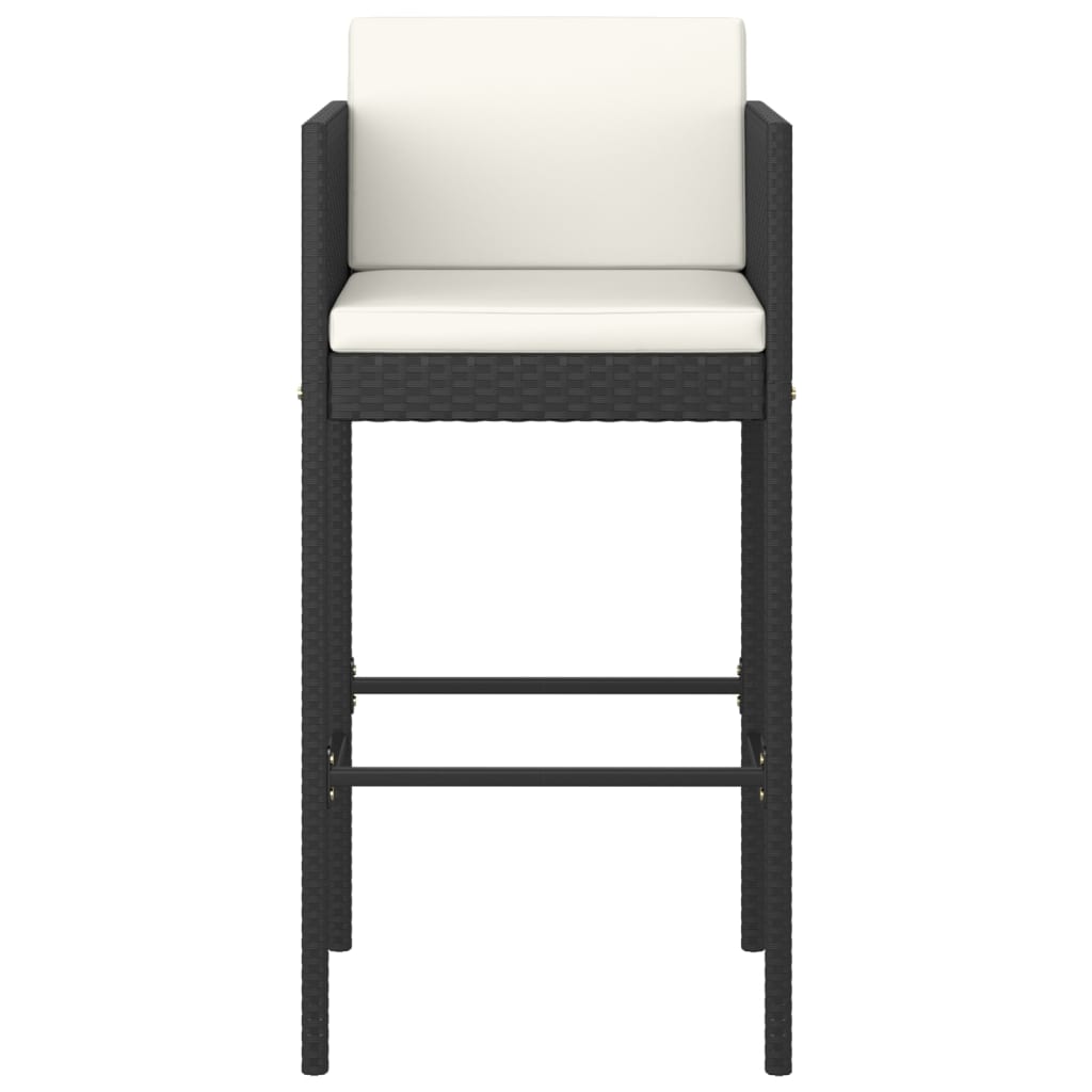 -Delige Tuinbarset Met Kussens Poly Rattan 5 70 x 70 x 110 cm Zwart