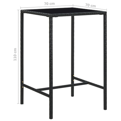 -Delige Tuinbarset Met Kussens Poly Rattan 5 70 x 70 x 110 cm Zwart