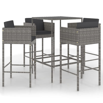 -Delige Tuinbarset Met Kussens Poly Rattan 5 70 x 70 x 110 cm Grijs