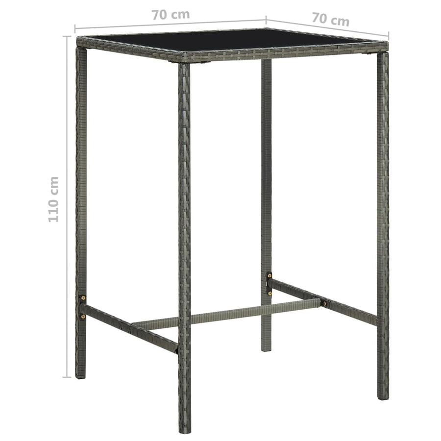 -Delige Tuinbarset Met Kussens Poly Rattan 5 70 x 70 x 110 cm Grijs