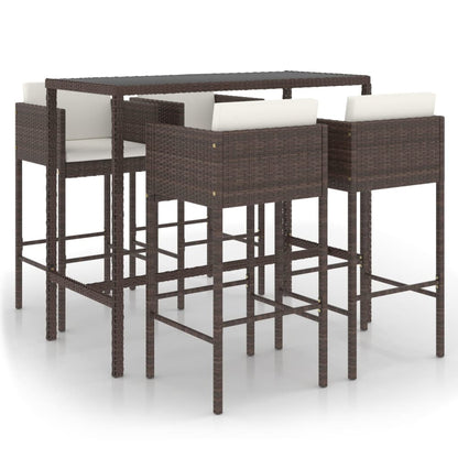 -Delige Tuinbarset Met Kussens Poly Rattan 5 130 x 60 x 110 cm Bruin