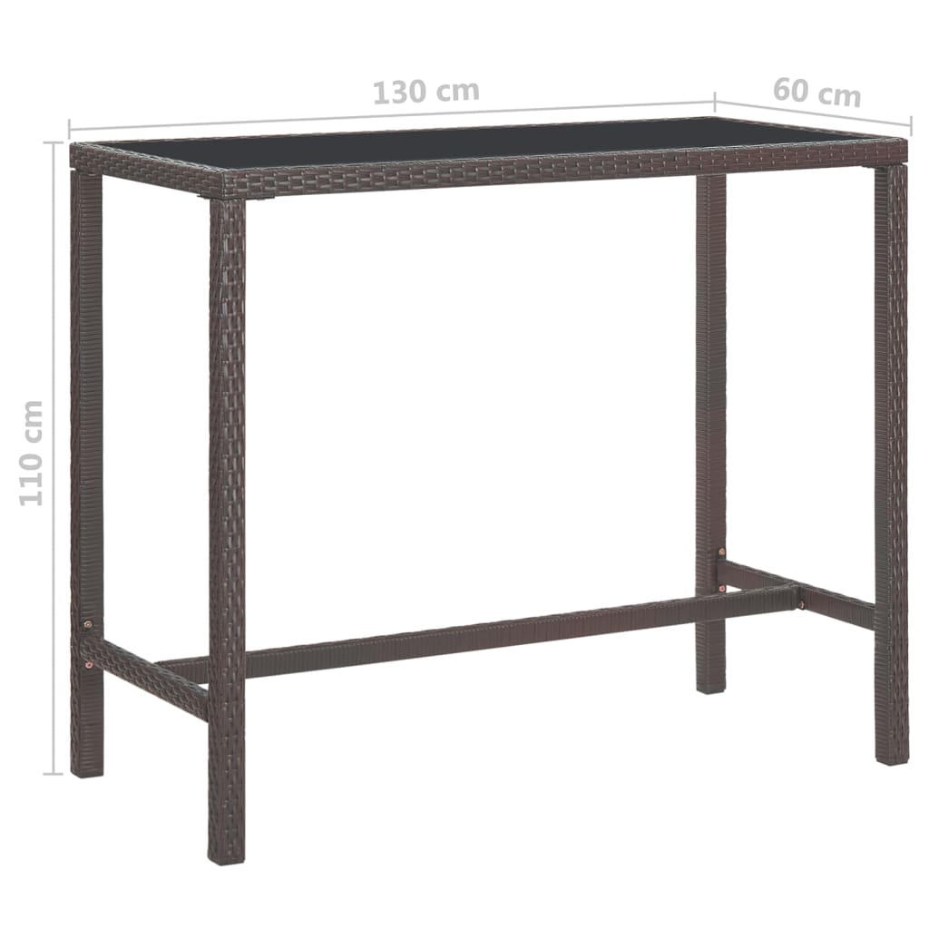 -Delige Tuinbarset Met Kussens Poly Rattan 5 130 x 60 x 110 cm Bruin