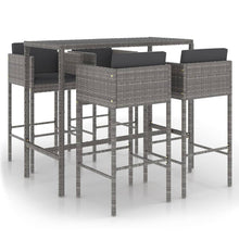 -Delige Tuinbarset Met Kussens Poly Rattan 5 130 x 60 x 110 cm Grijs