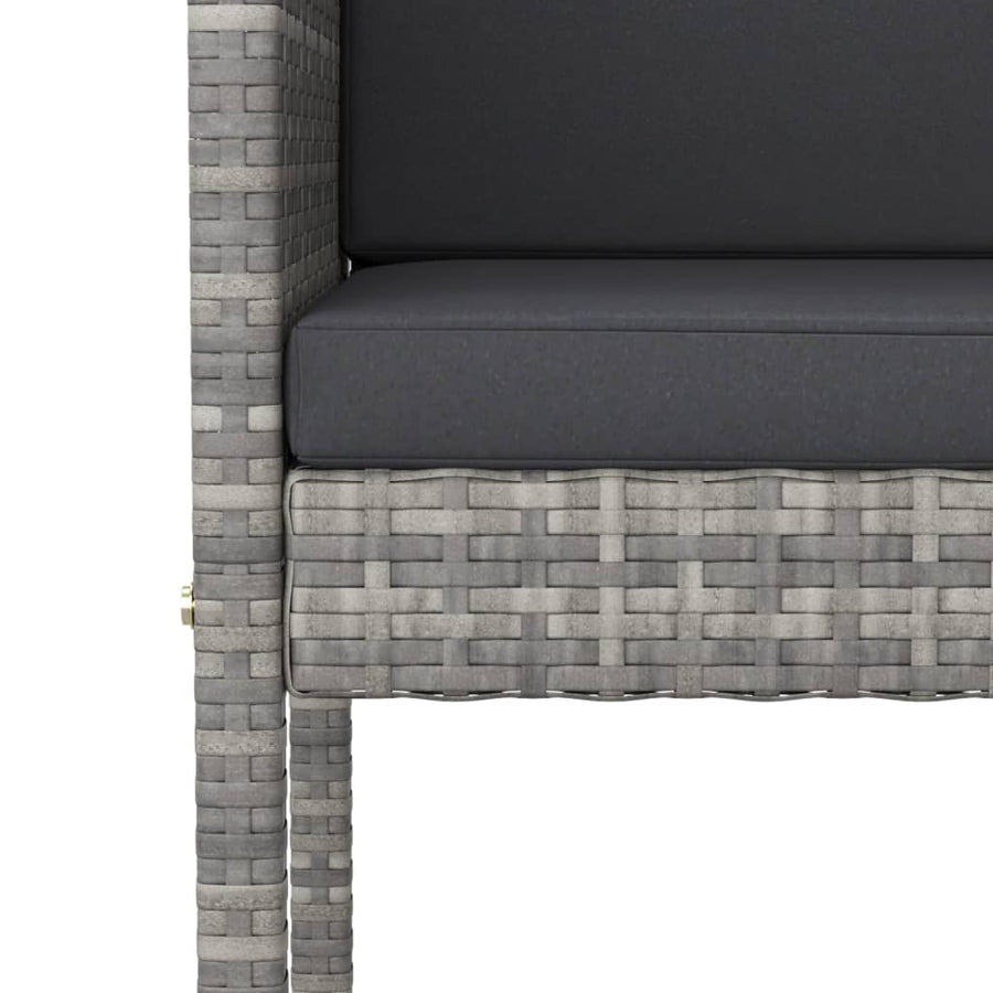 -Delige Tuinbarset Met Kussens Poly Rattan 5 130 x 60 x 110 cm Grijs