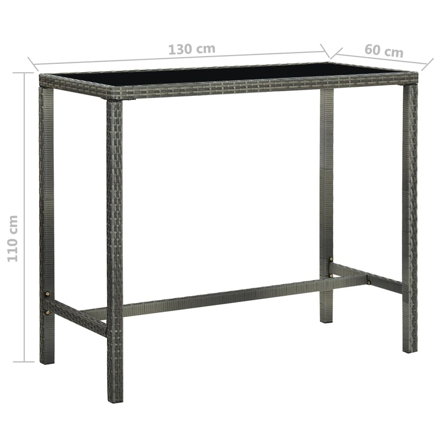 -Delige Tuinbarset Met Kussens Poly Rattan 5 130 x 60 x 110 cm Grijs