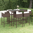 -Delige Tuinbarset Met Kussens Poly Rattan 7 130 x 60 x 110 cm Bruin