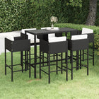 -Delige Tuinbarset Met Kussens Poly Rattan 7 130 x 60 x 110 cm Zwart