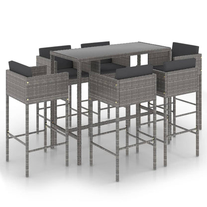 -Delige Tuinbarset Met Kussens Poly Rattan 7 130 x 60 x 110 cm Grijs