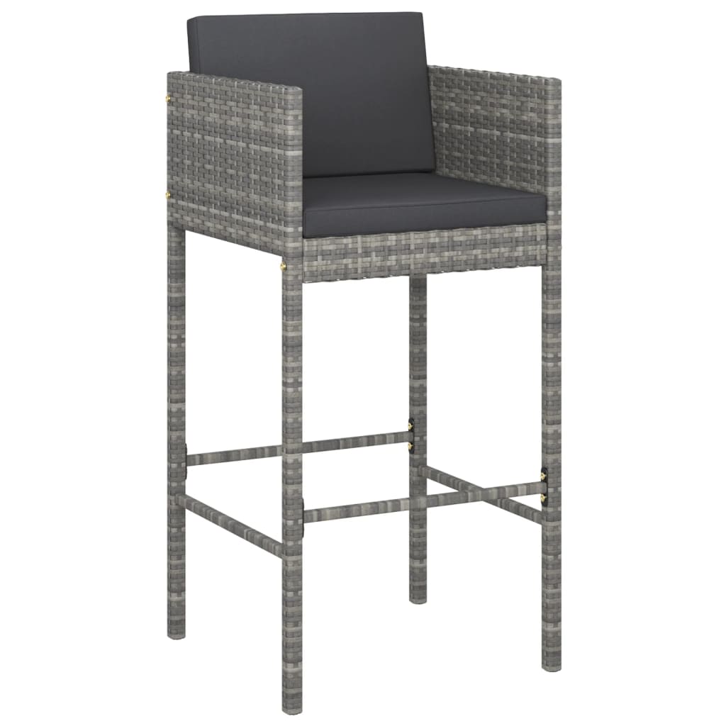 -Delige Tuinbarset Met Kussens Poly Rattan 7 130 x 60 x 110 cm Grijs
