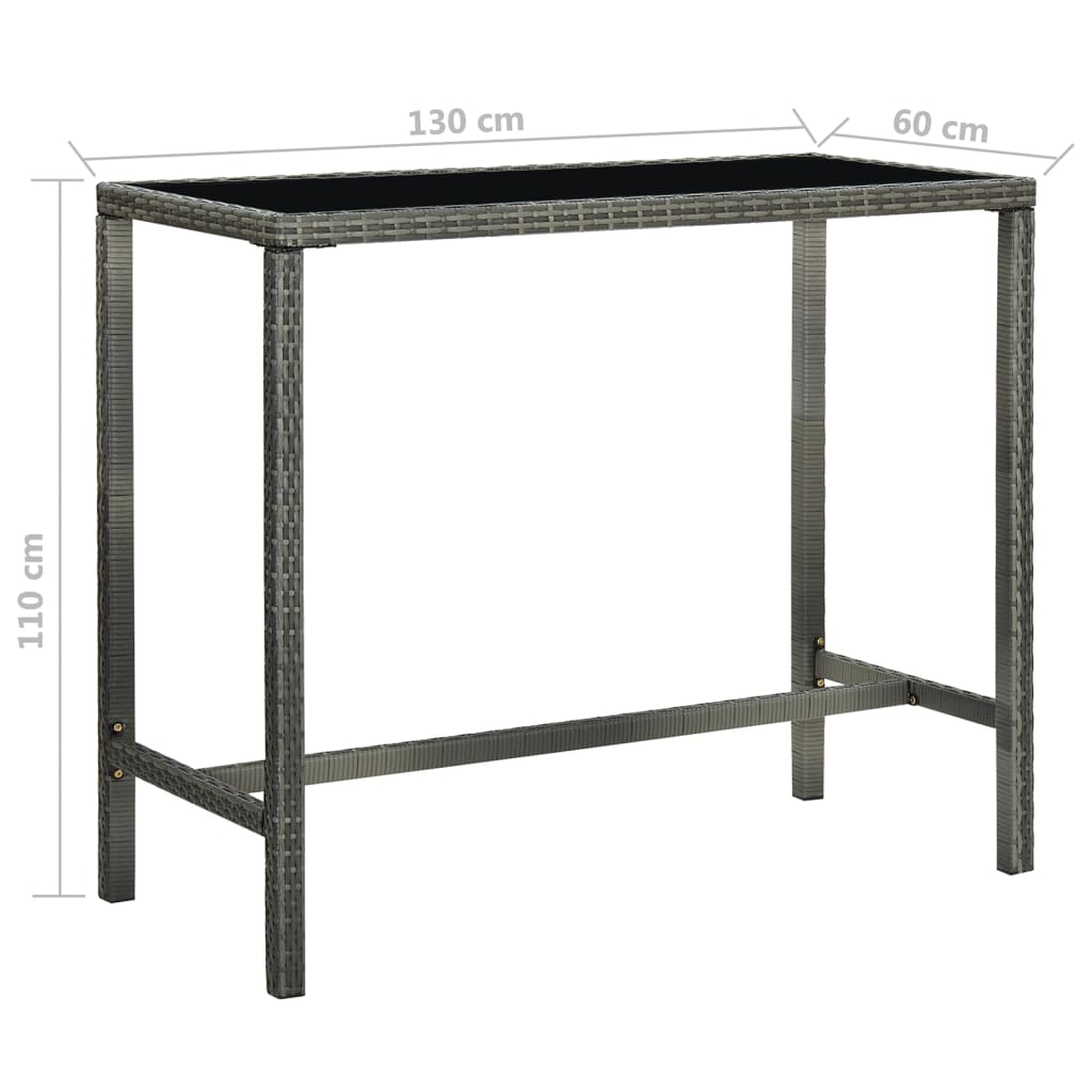 -Delige Tuinbarset Met Kussens Poly Rattan 7 130 x 60 x 110 cm Grijs