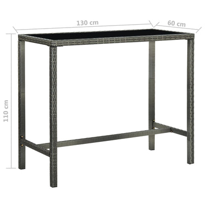 -Delige Tuinbarset Met Kussens Poly Rattan 7 130 x 60 x 110 cm Grijs