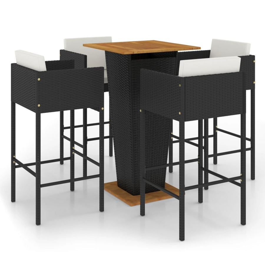 5-Delige Tuinbarset Met Kussens Poly Rattan 4