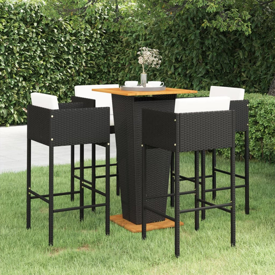 5-Delige Tuinbarset Met Kussens Poly Rattan 4