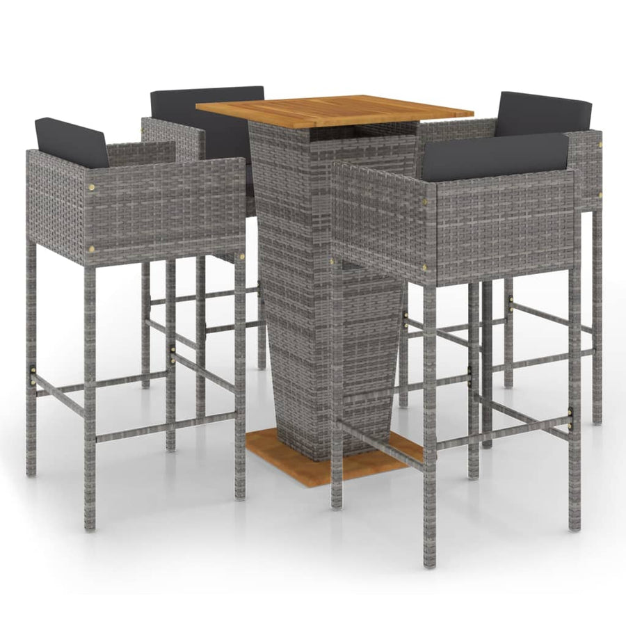 5-Delige Tuinbarset Met Kussens Poly Rattan 4