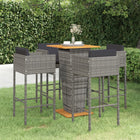 5-Delige Tuinbarset Met Kussens Poly Rattan Grijs 60 x 60 x 110 cm